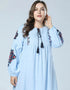 Elegant Embroidered Abaya with Lantern Sleeves and Large Swing Skirt